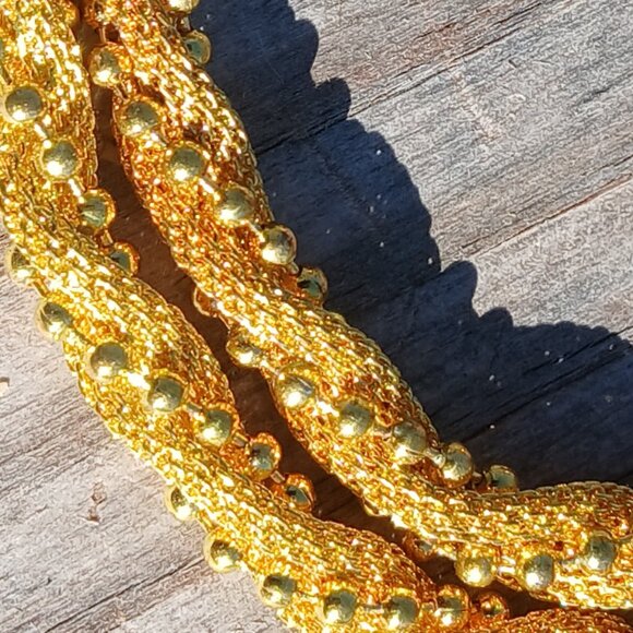 vintage gold tone mesh with gold tone balls twisted necklace - Picture 9 of 14